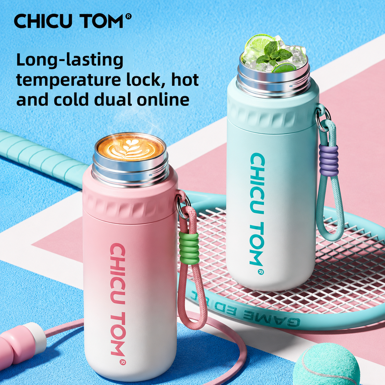 Spray Water Bottle with Mist Cooler Stainless Steel Insulated Flask 630ml
